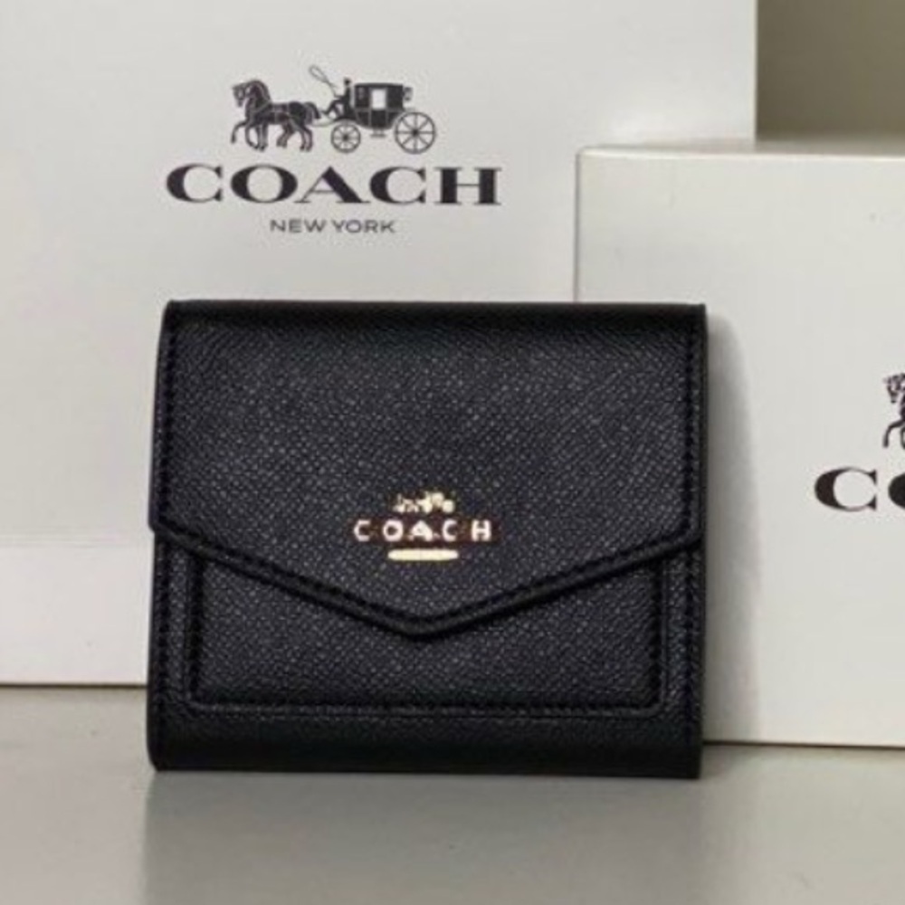Coach Dark Blue Crossgrain Leather Wallet. P115